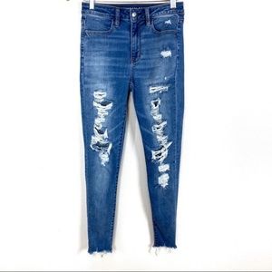 American Eagle AEO Super Hi-Rise Legging Skinny‎ Destructive Jeans Women’s Sz 2